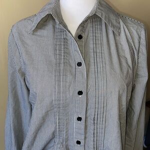 Apt. 9 Black and White Striped Button Down Shirt